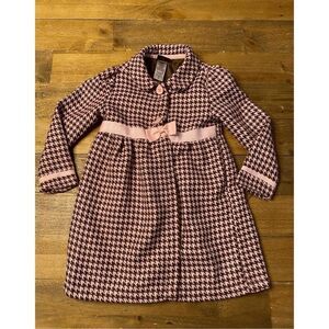 Holiday Editions 3T pink brown pea coat bow buttons girls peacoat